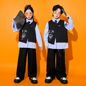 男童街舞嘻哈套装 儿童中国风元 旦演出服女合唱服表演古装 潮服走秀