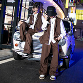 儿童西装 马甲街舞潮服走秀嘻哈男童套装 炸街hiphop女爵士舞演出服