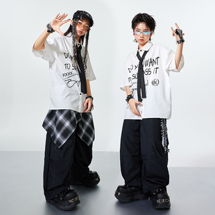 儿童街舞潮服演出服男童衬衫套装hiphop童装少儿嘻哈架子鼓爵士舞