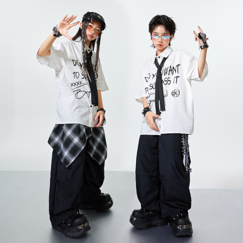 儿童街舞潮服演出服男童衬衫套装hiphop童装少儿嘻哈架子鼓爵士舞
