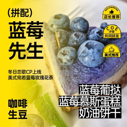 印格 蓝莓先生 酸甜可口蓝莓慕斯口感意式拼配奶咖咖啡生豆1KG