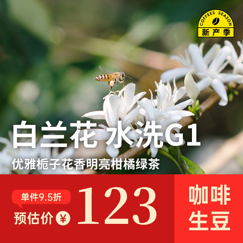 【26产季】白兰花水洗G1 埃塞俄比亚耶加雪菲生豆印格咖啡生豆1KG