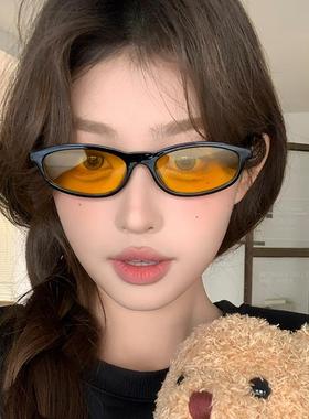 橘黄色太阳镜凹造型遮阳百搭