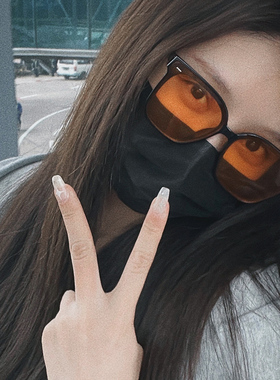 网红款黄色显瘦大框太阳眼镜