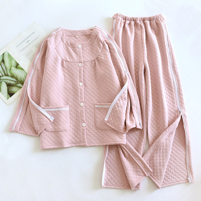 秋冬季加厚款女卧床病人护理服易穿脱骨科术后针灸化疗康复理疗服