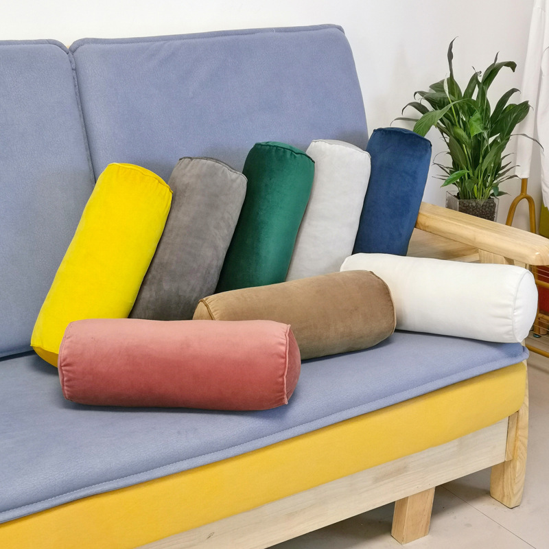 金丝绒护颈枕颈椎枕圆柱抱枕睡觉夹腿枕美容床枕垫脚脚枕侧睡