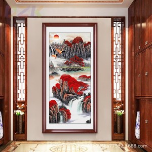 山水画客厅挂画中式水墨画办公室壁画国画过道走廊入户玄关装饰t8