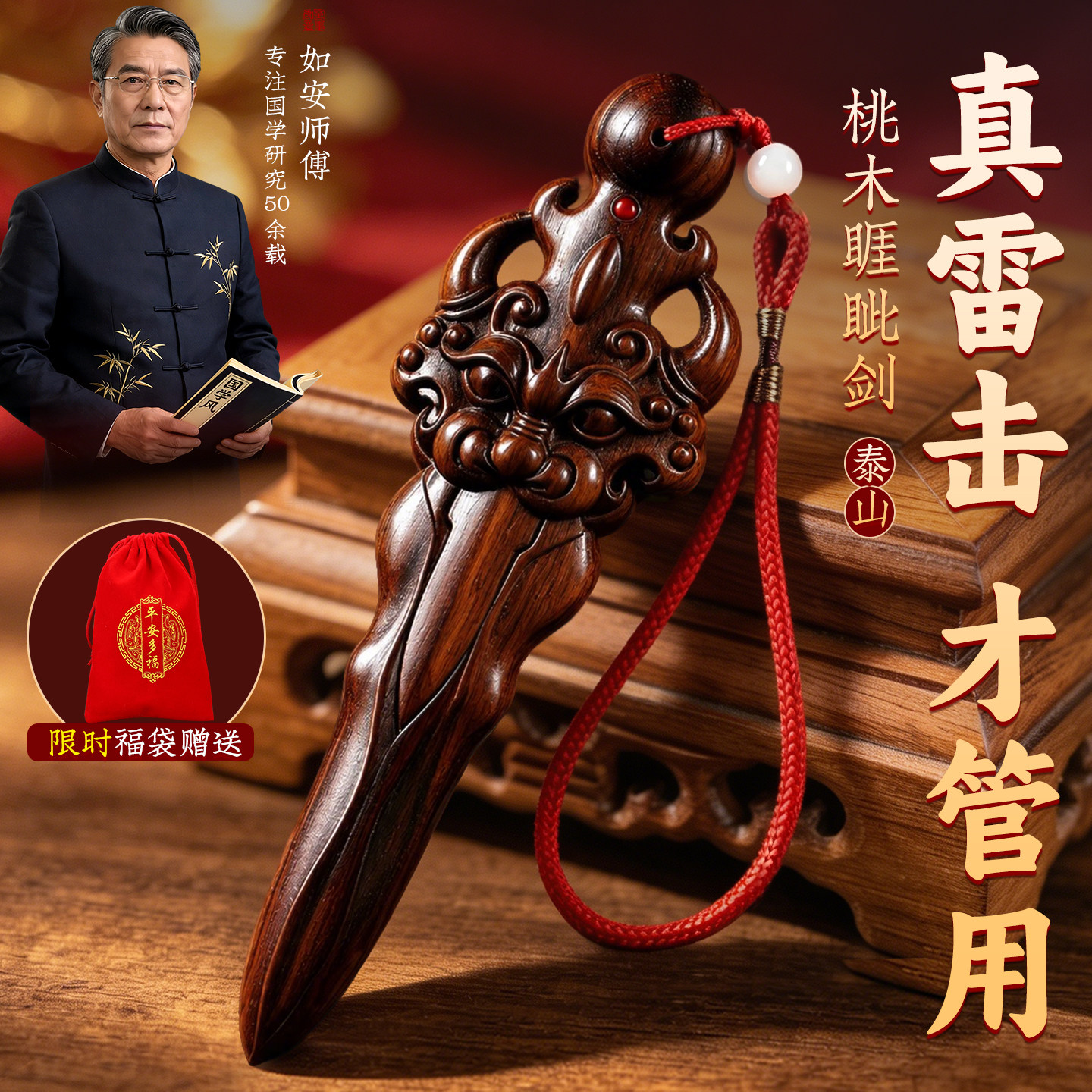 雷击桃木剑睚眦剑婴儿小挂件泰山老桃木雕刻工艺品桃木剑官方旗舰图片