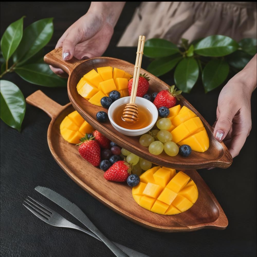整木个性木板托木质创意异形盘家用水杯坚果甜点茶点干果盘早餐盘