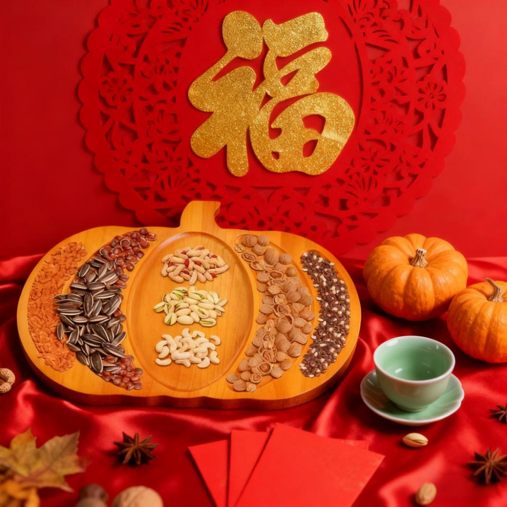 万圣节新款南瓜形状多格盘沙滩台面坚果瓜子花生水果糖果分格盘