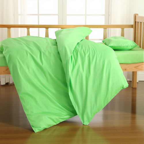 绿色全棉单件被套垫套枕套幼儿园