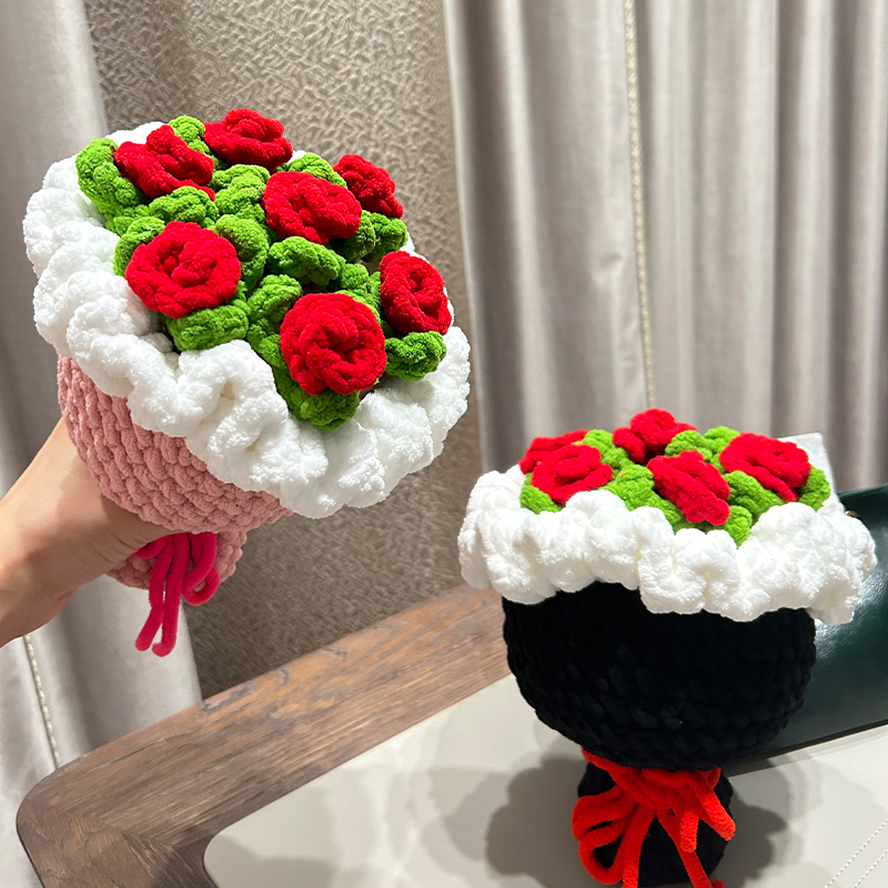手工DIY编织冰条手捧花束