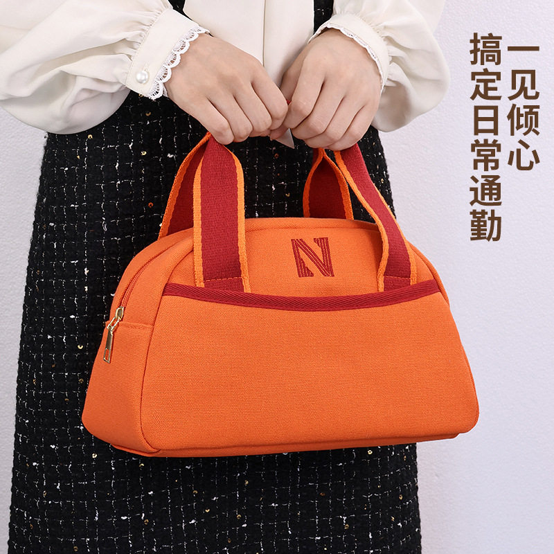 时尚通勤手提包女小众感大容量气质帆布便当包出差旅行收纳包