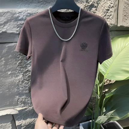 Colored body-friendly fashionable men's autumn elite short sleeve T-shirt