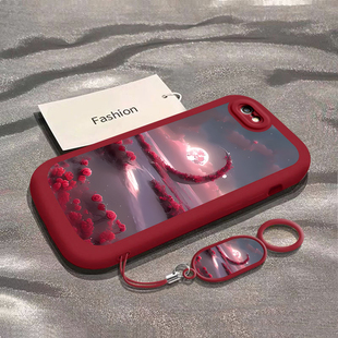 适用苹果6手机壳iphone6S保护套Plus新款硅胶镜头全包SPlus创意个性防摔套花海月亮男女同款时尚软壳挂绳潮流