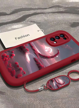 适用OPPOFindX3lite手机壳oppo保护套新款硅胶镜头全包创意防摔套花海月亮男女同款简约个性手机软壳挂绳潮流