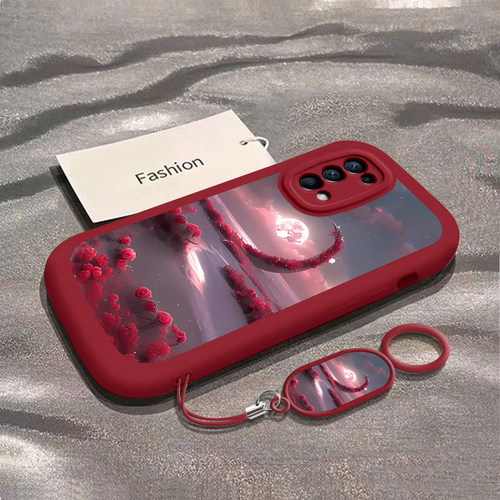 适用OPPOFindX3lite手机壳oppo保护套新款硅胶镜头全包创意防摔套花海月亮男女同款简约个性手机软壳挂绳潮流