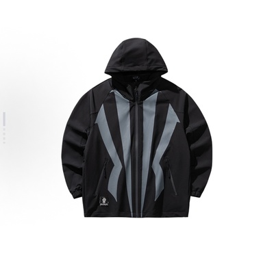 ANTA SNEAKERVERSE 欧文连帽外套 男女同款  基础黑172531601R-2