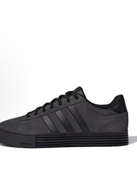 adidas Daily 4.0 合成革 低帮 板鞋 男女同款 黑色JI4355