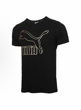 PUMA彪马 Classics Logo Tee印花圆领短袖T恤 男款 黑色596535-66