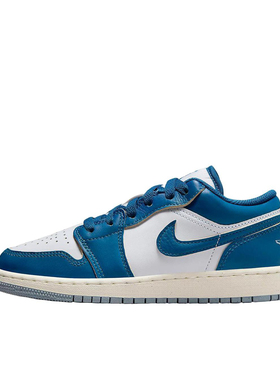 Jordan Air Jordan 1 低帮 儿童篮球鞋 白蓝 青少年 FN9137-141