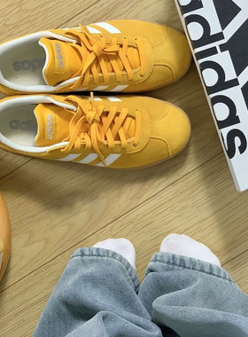 阿迪达斯正品VL COURT CLASSIC黄色港风耐磨低帮运动德训鞋JI0495