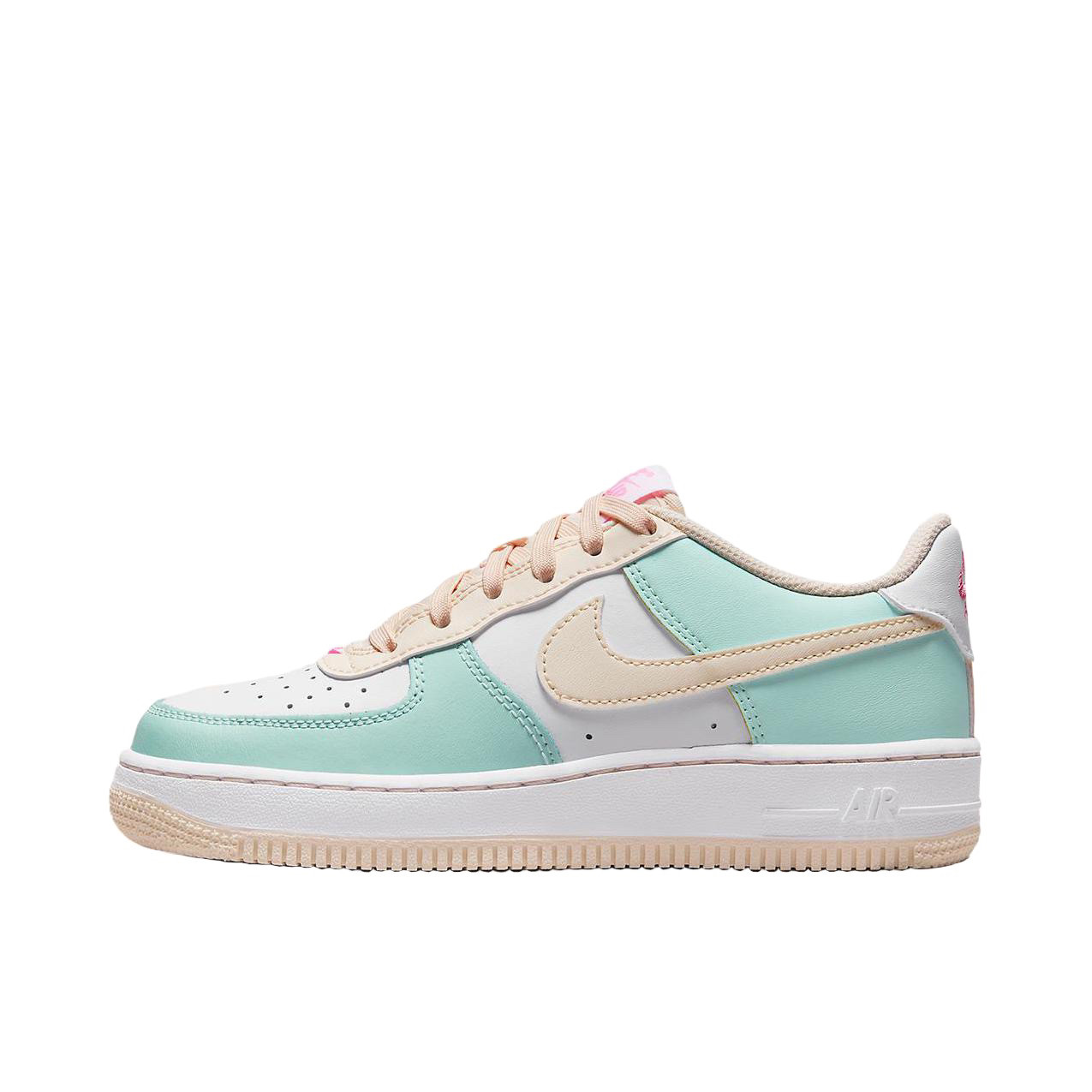 Nike Air Force 1 皮革 耐磨 低帮 板鞋 绿白 青少年DV7762-300,运动鞋new,运动休闲鞋,淘宝优惠券,粉丝福利购,淘宝优惠卷