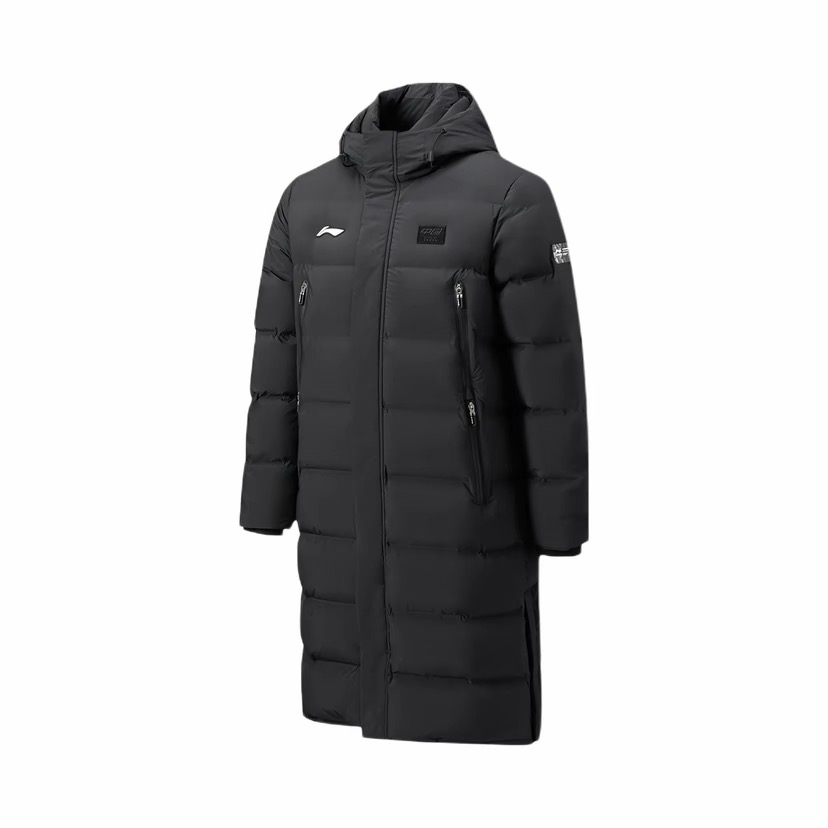 LiNing李宁 羽毛球系列 印花国旗图案连帽长款羽绒服AYMU343-1