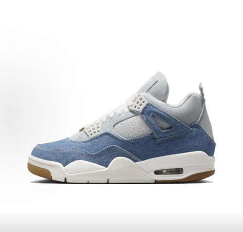 Jordan Air Jordan 4  中帮 复古篮球鞋 女款 白蓝色IB6716-100