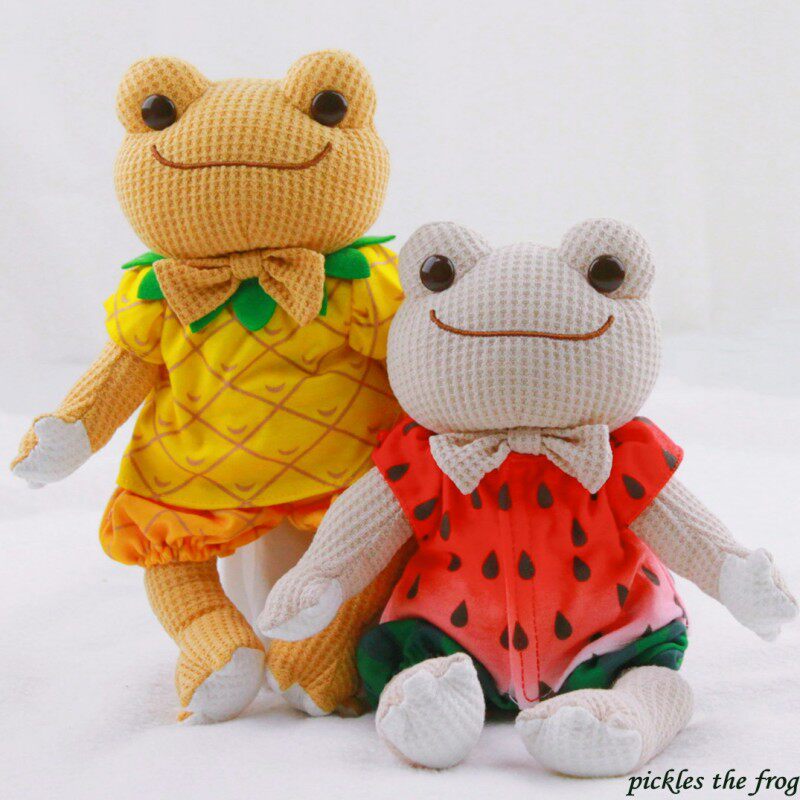 pickles the frog微笑青蛙毛绒玩具夏日水果系列菠萝西瓜衣服套装