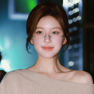 许我耀眼许妍同款 银色无框眼镜近视女度数可配素颜纯欲防蓝光镜框
