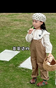 田果果品牌春秋新款韩版休闲爱心娃娃领纯棉长袖衬衫甜美女小童