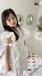 熙熙布衣品牌童装夏季韩版纯棉飞飞袖女中大童连衣裙洋气蓬蓬裙子
