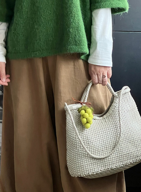 现货Dragon diffusion8920小众牛皮编织包法式百搭复古手提包女