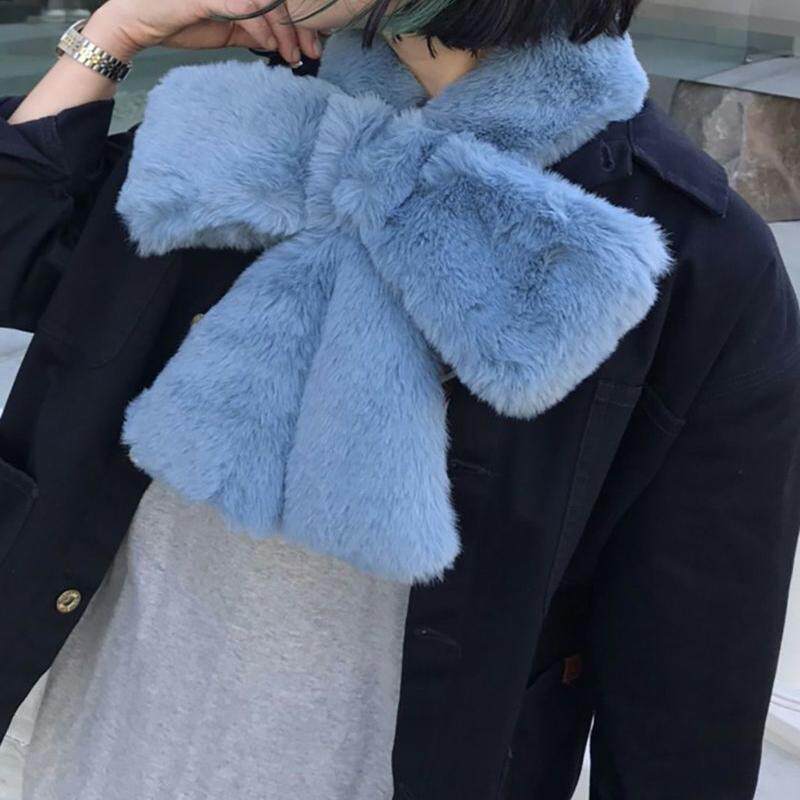 Casselini秋冬新款蝴蝶结围脖毛毛围巾甜美简约可爱小众ins超火！