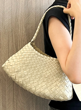 正品现货Dragon Diffusion8943手工牛皮编织包女法式菜篮子手提包