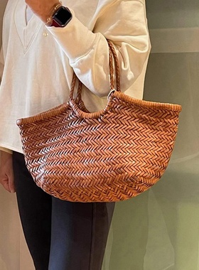 Dragon Diffusion8829法式篮子牛皮编织包文艺百搭手提包女大容量