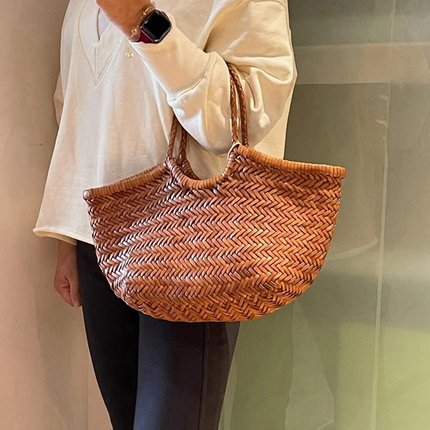 Dragon Diffusion8829法式篮子牛皮编织包文艺百搭手提包女大容量