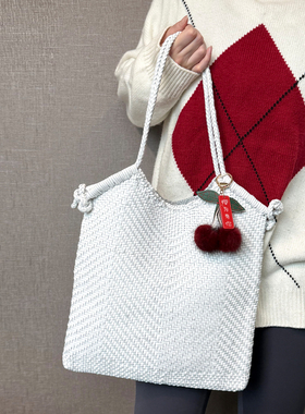 Dragon diffusion8149法式牛皮手工编织包拼色单肩包手提拎女小众