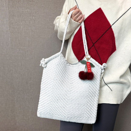 Dragon diffusion8149法式牛皮手工编织包拼色单肩包手提拎女小众