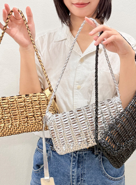 VIPERA 意大利SHERAZADE金属系列轻奢手工牛皮编织包单肩手提包