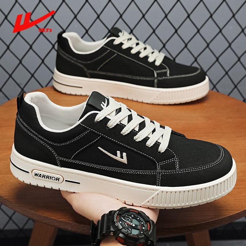 回力黑色帆布鞋男鞋百搭春季新款运动鞋小众复古爆款潮牌休闲板鞋