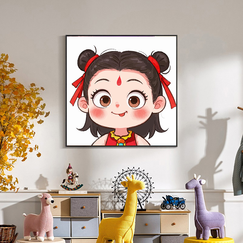 原创卡通可爱哪吒表情包人物头像diy数字油画手工填色手绘动漫画