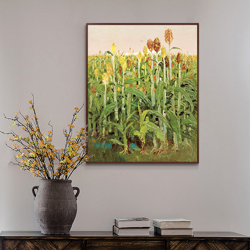 中式吴冠中植物花卉荷花 diy数字油画填色玄关客厅书房装饰挂画