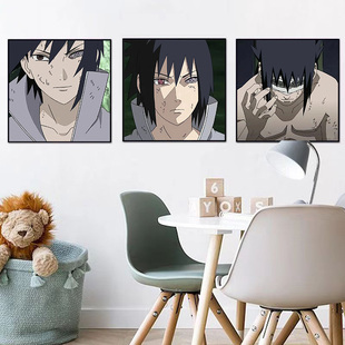 火影忍者宇智波佐助人物头像diy数字油画手工填色手绘卡通动漫画