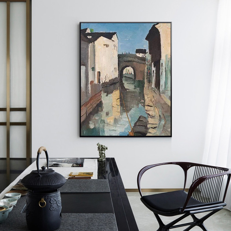 品都 吴冠中屋子花草图diy数字油画减压填色客厅卧室玄关装饰挂画