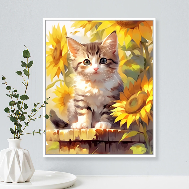 现代简约抽象彩绘猫咪diy数字油画手工手绘填色涂鸦客厅装饰挂画