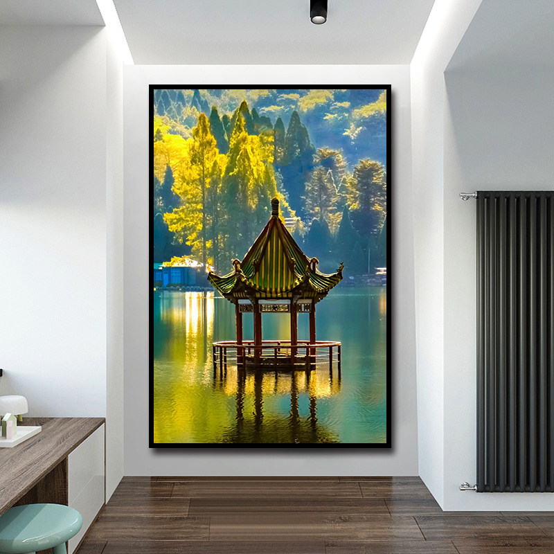 庐山 diy数字油彩画手绘填色减压装饰挂画