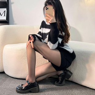 原版巴黎字母黑丝袜女网红ins潮性感0D超薄植绒款防勾丝连裤袜子