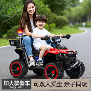 儿童电动车可坐人宝宝四轮汽车男女小孩双人座警车沙滩遥控玩具车